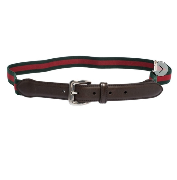 Authentic Gucci Adjustable Tricolor Elastic Fabric and leather Unisex Belt - Picture 1 of 16